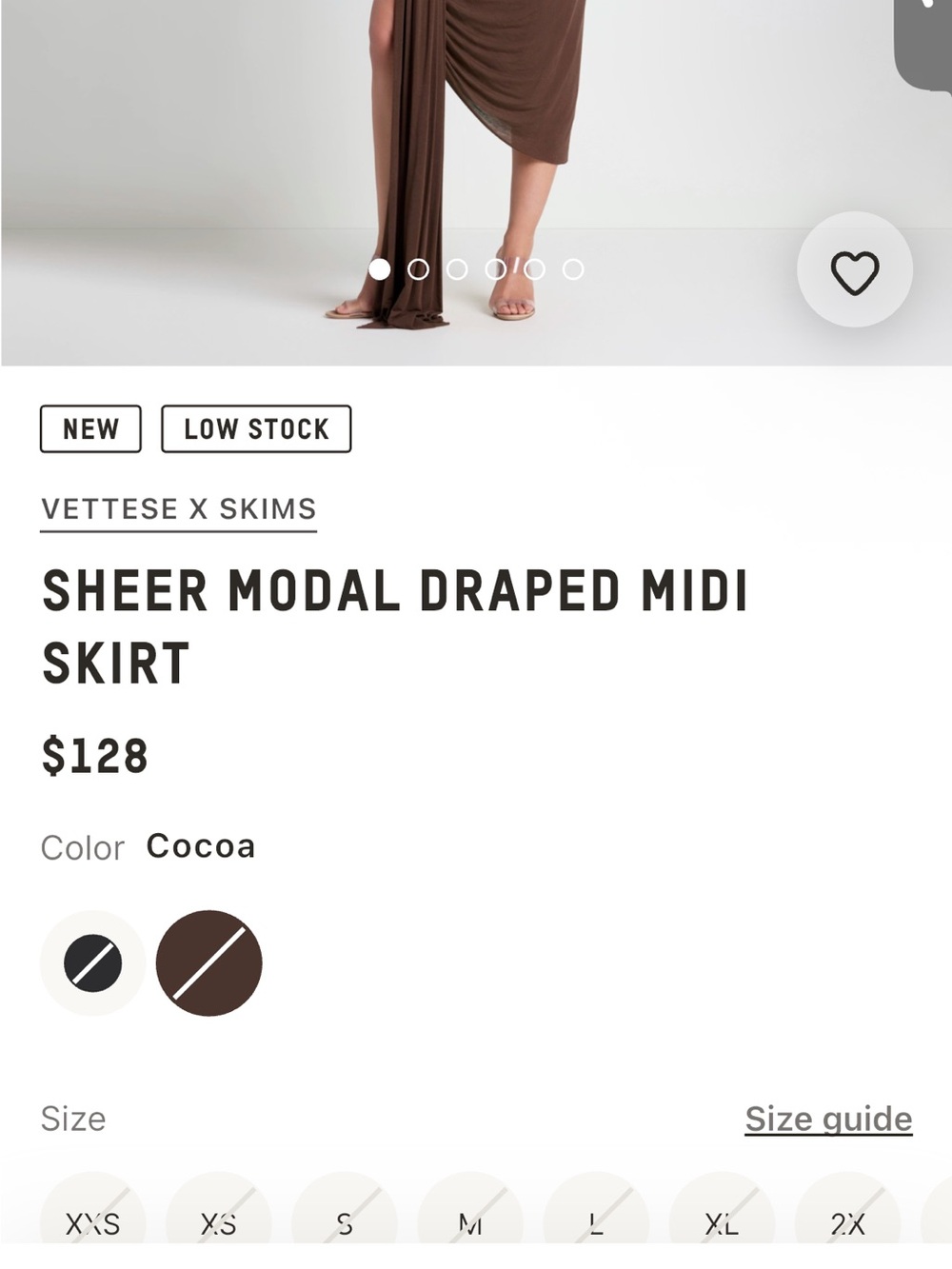 SKIMS Sheer Draped Midi Skirt — Cocoa Brown VETTESE X SKIMS  collab